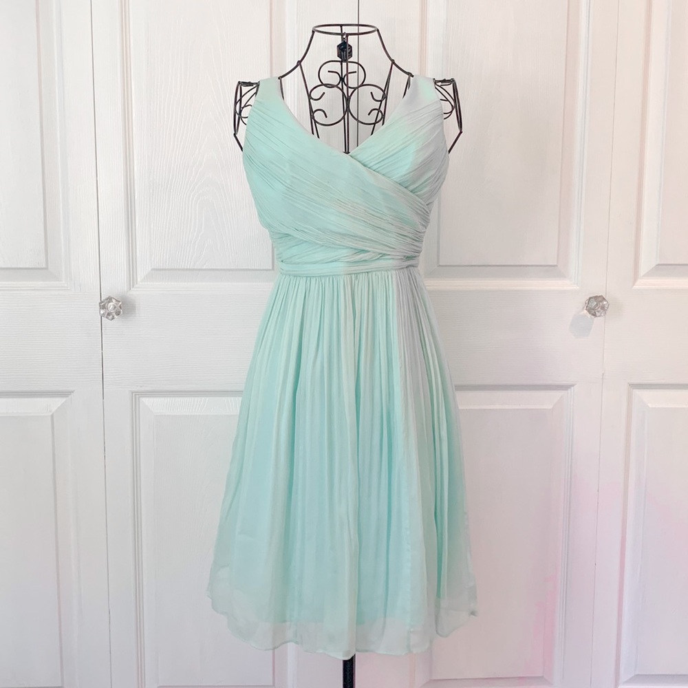 J.Crew Heidi 100% Silk Crepe Seafoam Green Knee Length Dress